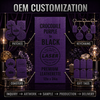 Feuilles de similicuir croco violet à noir 12x24 pouces, vierges, pour gravure laser, avec support en tissu épais pour découpe de logo