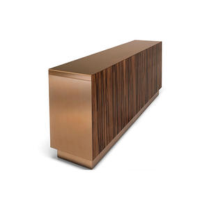 خزانة جانبية فاخرة من خشب البلوط/الصنوبر المعاد تدويره مع أدراج ذهبية أنيقة وإطار خشبي راقي - Product Image 4