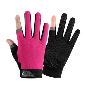 Gants de pêche d'extérieur pour hommes, en maille, à deux doigts, antidérapants, compatibles écran tactile, sans doigts, pour l'été et le cyclisme - Product Image 3