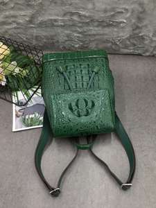100% genuine crocodile <b>leather</b> <b>backpack</b>, with drawstring closure. Suitable for school, travel, cycling and carrying a <b>laptop</b>. - Product Image 4