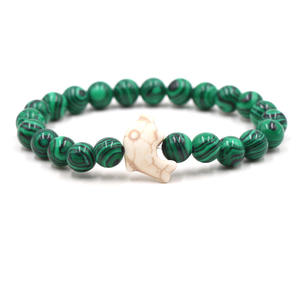 Creativo forma di delfino occhio di tigre perline di pietra braccialetto corda elastica regolabile delfino braccialetto di perline turchese naturale - Product Image 3