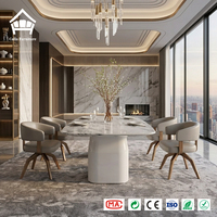Ensemble de table et chaises de salle à manger en marbre de luxe moderne, mobilier complet pour restaurant, personnalisation sur mesure pour villa et appartement