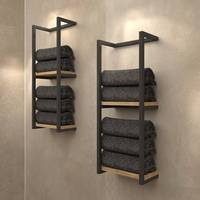 Porte-serviettes pliable en métal à deux niveaux de luxe, type sur pied, mural, multifonctionnel, table d'appoint pour salle de bain