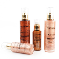 Bouteille en verre Huile de lueur corporelle pour le corps Gel lumineux scintillant or rose pour la fête Poudre liquide à base d'huile pour le visage