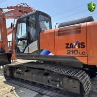 Excavadora de cadenas Hitachi ZX210LC usada de 21 toneladas, inspección completa, lista para exportación, en buen estado de funcionamiento.