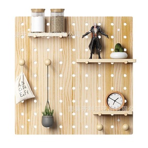 Solid Wood Pegboard Wall Mounted Storage <b>Rack</b> Rectangle Multifunctional For Bedroom Living Room <b>Kitchen</b> Neatening Storage - Product Image 5