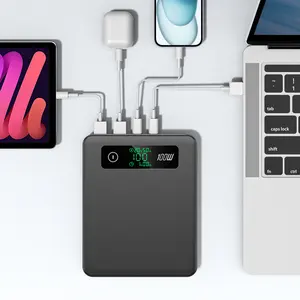 Pengisi daya ponsel Laptop portabel, Powerbank daya USB-C Output PD 100W 20000mAh untuk Macbook Pro iPad iPhone