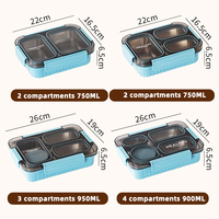 Boîte à bento en acier inoxydable étanche pour enfants Boîte à lunch Tiffin violette pour filles avec couvercles Capacité d'aliments chauds pour les déjeuners des enfants