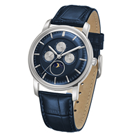 Montre-bracelet pour homme, directement de l'usine, étanche 3 ATM, bracelet en cuir de haute qualité, mouvement à quartz japonais, verre bombé