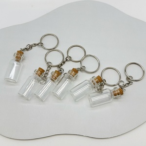 ガラス製ガラス製バイアルボトル木製ストッパー付きキーチェーンコルク栓ミニ2mlサンプル - Product Image 2