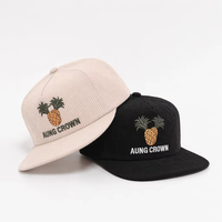 Casquette de baseball en velours côtelé à 5 panneaux avec logo personnalisé, visière plate et cordon, vente en gros directe usine