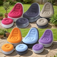 Canapé gonflable pliable avec repose-pieds, fauteuil inclinable moderne en PVC floqué pour la maison, chaise longue paresseuse, canapé gonflable portable pour le camping en extérieur