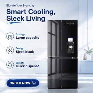 Quality Huazos Household Large Capacity <b>Refrigerator</b> 4 Door Black Glass Appliance Household <b>Refrigerator</b> - Product Image 1
