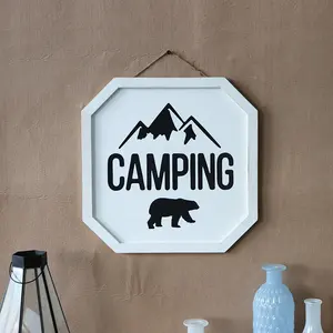 Factory price Manufacture camping theme Rustic Country Decor Wooden Hanging map custom Sign for home decor