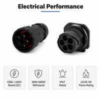 Connecteur circulaire étanche M40 5 broches à courant élevé 120A 150A, mâle/femelle, à montage sur panneau pour stockage d'énergie de batterie