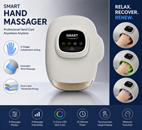 Masseur de mains à double chaleur et luminothérapie RGB, 5 airbags pour les doigts (21), massage étendu du poignet, grand écran tactile, 3 modes, 3 intensités