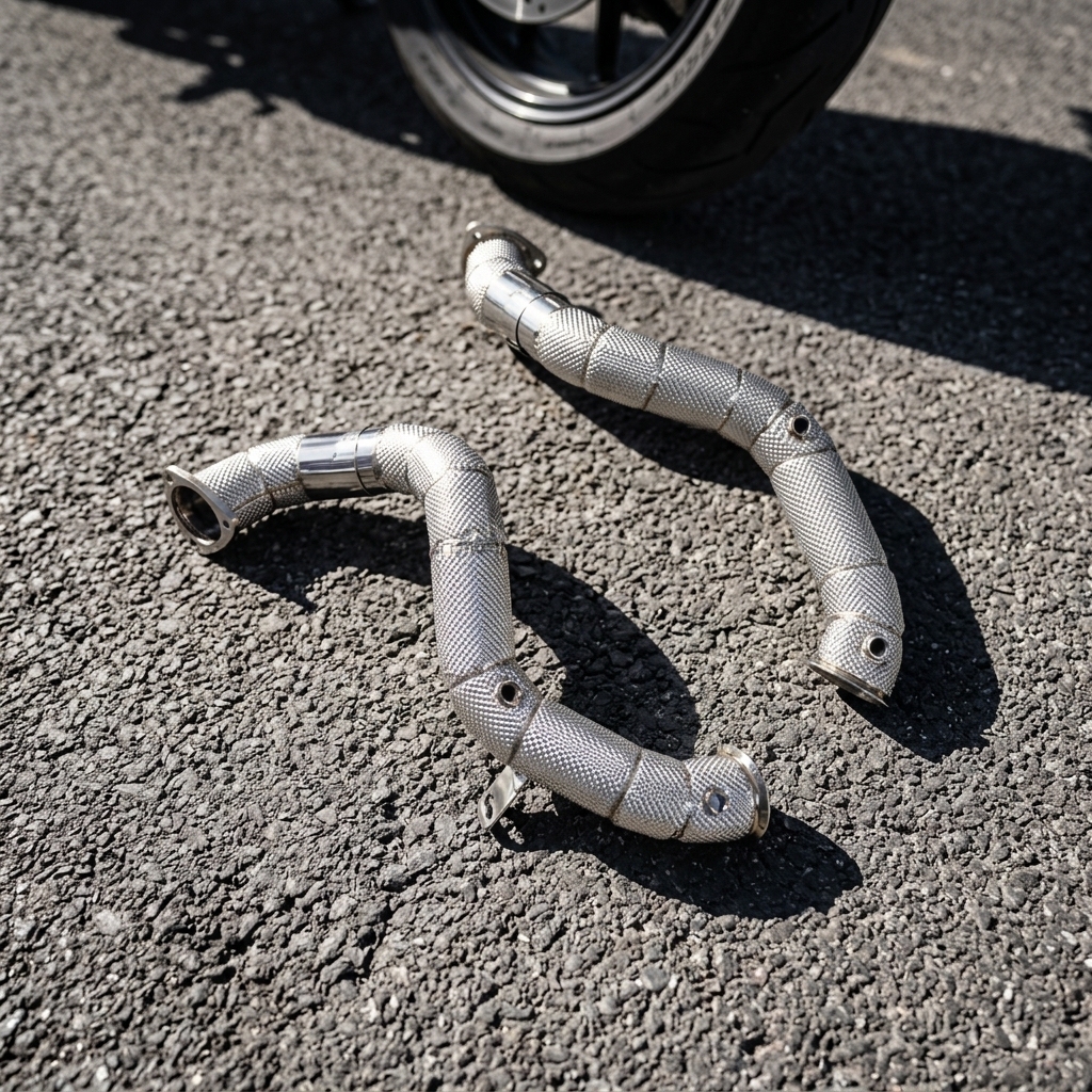 VantaFlow Factory Exhaust Downpipe for Aston Martin Vantage V8 4.0T 2018-2025 1.5mm Stainless Steel Universal Downpipe Heat Shield