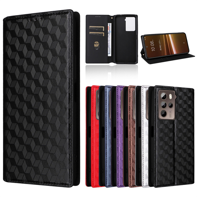 Protective Magnetic Flip Cover with Card Slot Leather Phone Case for HTC U23 Pro 5G