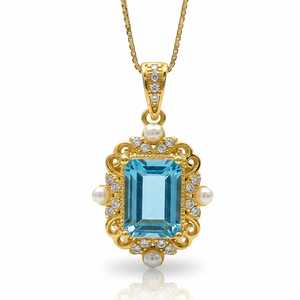 Joias de Topázio Azul Suíço com Pingente de Prata Esterlina 925 para Mulheres, Joias Finas de Pedra do Mês de Dezembro, Moda para Aniversário de Casamento - Product Image 1