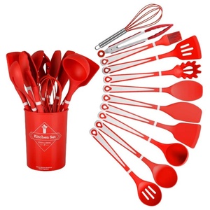 12 Pieces Silicone Kitchen Utensils Spatula Turner Whisk Kitchen <b>Tools</b> Set Cooking Utensils with Holder - Product Image 1