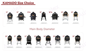Barbecue au charbon de bois AUPLEX 23 pouces <span class=keywords><strong>en</strong></span> céramique, design réglable pour cuisine extérieure avec housse de protection et pierre à pizza - Product Image 4