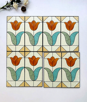Carreaux muraux de salle de bain en céramique émaillée style français rétro moderne simple motif brique fleurie
