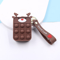 Porte-monnaie en silicone de Noël, Père Noël, jouet à bulles à presser, cadeau, porte-clés