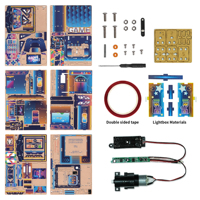 Kit de puzzle 3D en bois écologique For Cyber Game City avec fonction lumineuse pour rangement de bureau et usage éducatif