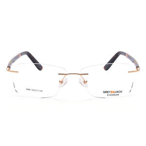 Gafas Ópticas Metálicas Sin Montura Grises Jack 5080, Montura Cuadrada Unisex, Gafas para Miopía, Ancho Medio, Puente Nasal Estándar - Product Image 3