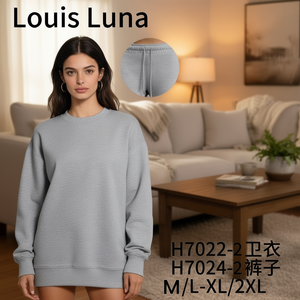 Tuta HDJ Oversize con Felpa e Pantaloni M L XL 2XL Grigio Melange Donna Casual Loungewear Activewear Lunghezza Intera Girocollo - Product Image 2