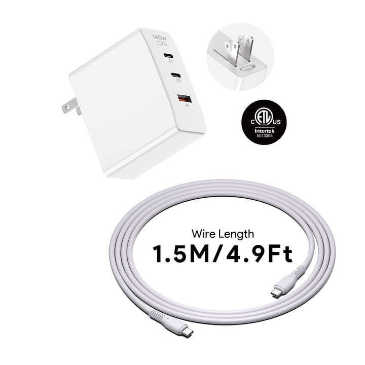 2C1A GaN 140W USB C PD3.1 Super Fast Charger with US EU AU UK Korea ...