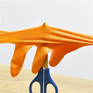 Guantes Desechables de Nitrilo Naranja de 8 Mil, Resistentes, Industriales, con Textura de Diamante <span class=keywords><strong>en</strong></span> Relieve, Libres de Látex, para Trabajo de Seguridad y Mecánica - Product Image 3