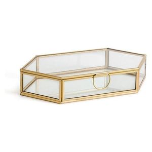 Luxury Brass Glass <b>Keepsake</b> <b>Box</b> Square Geometric Jewelry Organizer Wedding Decor Card Holder Preserved Flower Glass Display <b>Box</b> - Product Image 2