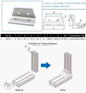 4 trous 3060 & 4080 transition à l'intérieur du support d'<span class=keywords><strong>angle</strong></span> de connexion en aluminium joint d'<span class=keywords><strong>angle</strong></span> 3060 à 4080 série #6019 - Product Image 5