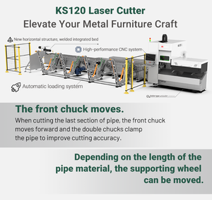 Automatic Loading Fiber Laser <strong>Tube</strong> <strong>Cutter</strong> 6kw With Two Chuck For Round And Square <strong>Tubes</strong> - Product Image 3