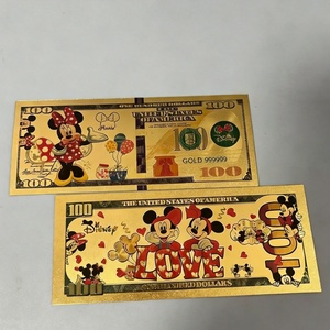Tarjeta de dibujos animados de <span class=keywords><strong>Mickey</strong></span> Mouse, <span class=keywords><strong>Minnie</strong></span>, Donald Duck, Daisy, Goofy y <span class=keywords><strong>Pluto</strong></span>, billetes de banco de lámina dorada para regalos y souvenirs - Product Image 2
