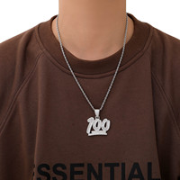 Collier pendentif baguette CZ glacé micro-pavé, bijoux hip-hop pour hommes, vente en gros