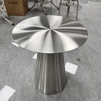 Table Basse en Acier Inoxydable Design Carré + Rond Portable Durable Antirouille Moderne pour Salon et Repas Décontractés