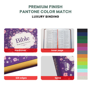 Service personnalisé du fournisseur, couverture en PU avec logo en relief sur mesure, divers motifs, pages imprimées en couleur, <span class=keywords><strong>Bible</strong></span> portugaise - Product Image 2