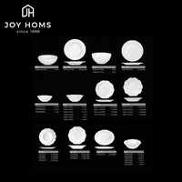 Witte opaalglas servies ronde soepkom met bloemrand, groothandel uit Chinese fabriek, opaalglas servies set borden en kommen, huishoudelijk servies