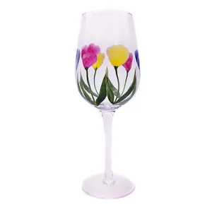 Tema da primavera flor vinho vidro pintura à mão vinho coquetel de vidro vinho goblet