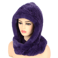 Ensemble bonnet et écharpe en fourrure de lapin tricoté à la main, mignon, unisexe, chaud, doux, respirant et imperméable pour l'extérieur