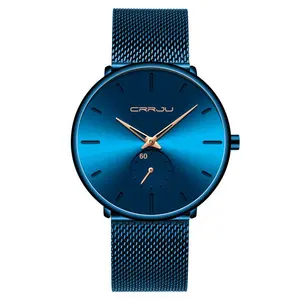 Nuovi orologi da polso 2150 CRRJU semplice Design personalizzato orologi da polso da uomo in acciaio inox 3 ATM impermeabile orologio al quarzo per gli uomini