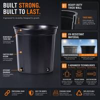 Pots de plantation en plastique HDPE recyclé, résistants au gel, stabilisés aux UV, pour l'extérieur, toutes saisons, pour fleurs, légumes, jardin