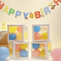 Vente en gros de boîtes transparentes en PVC 30*30*30, boîte à lettres personnalisée, boîte surprise, boîte à ballons transparente pour la décoration de fête