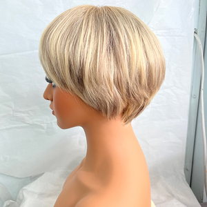 Parrucche Corte Pixie Cut in Capelli Umani Europei Grezzi, <span class=keywords><strong>Biondo</strong></span> <span class=keywords><strong>Platino</strong></span>, per Donne Bianche, <span class=keywords><strong>Parrucca</strong></span> Grigia Argento Bianca, 6 Pollici - Product Image 3