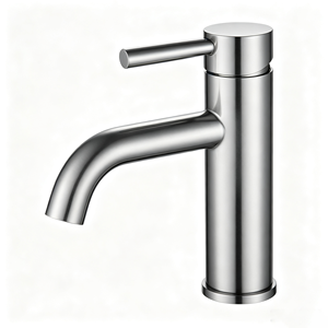 Robinet de lavabo moderne en acier inoxydable, monotrou, monocommande, céramique, eau chaude/froide, pour salle de bain, balcon, dortoir - Product Image 1