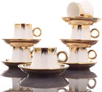 Ensemble de tasses et soucoupes en céramique personnalisées, porcelaine de luxe Phnom Penh, ensemble de tasses à café turc électro-plaqué pour cappuccino et thé