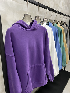 H5534 Wholesale Custom 380 Gsm Cotton <b>Blends</b> Acid Washed Hoodies Oversized Streetwear Blank Hoodies - Product Image 4