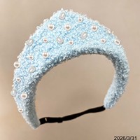 DREAM FASHION Bandeau triangulaire en laine style rétro britannique vintage avec perles et cristaux, personnalisable, durable, léger, haute qualité